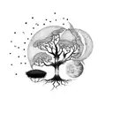 tree of life with a moon and a dandelion  tattoo design idea