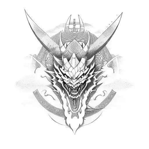 Samurai and dragon  tattoo design idea