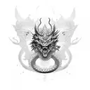 Samurai and dragon  tattoo design idea