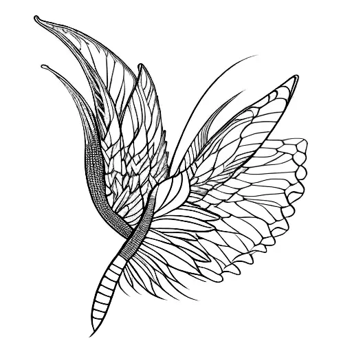fairy wing spine tattoo design idea