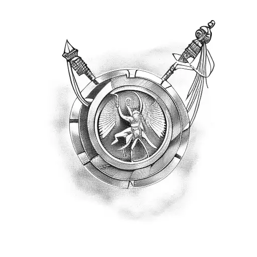 greek achilles shield tattoo design idea