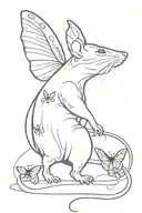 rat with butterfly wings tattoo design idea