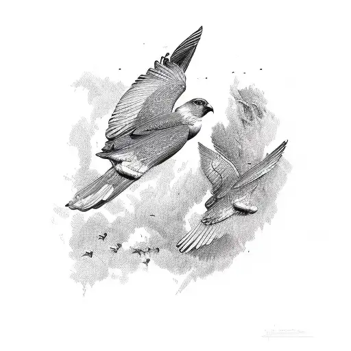 two flying birds tattoo design idea