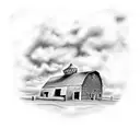 farm with tractor and barn tattoo design idea