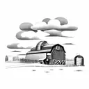 farm with tractor and barn tattoo design idea