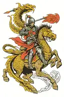 knight on horseback spearing a dragon tattoo design idea