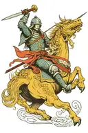 knight on horseback spearing a dragon tattoo design idea