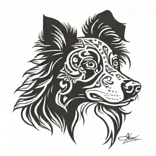 mini australian shepherd face  tattoo design idea