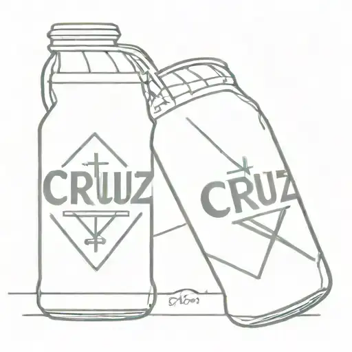 botellín de cerveza y cruz  tattoo design idea