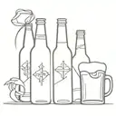 botellín de cerveza y cruz  tattoo design idea