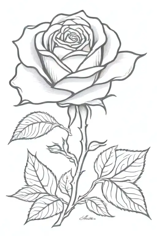 rose bud name Adore` written in stem tattoo design idea