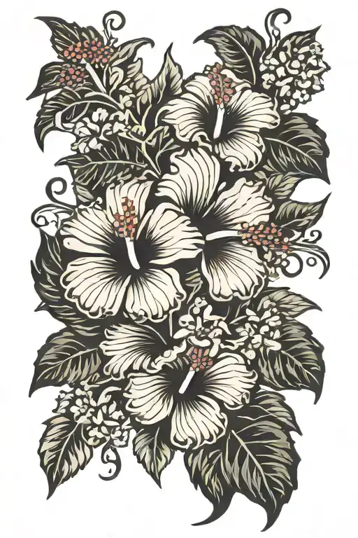 hibiscus spine tattoo with flowers tattoo design idea