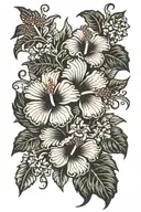 hibiscus spine tattoo with flowers tattoo design idea