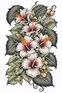 hibiscus spine tattoo with flowers tattoo design idea