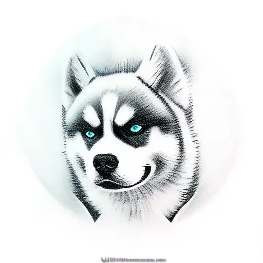 husky dog that looks like michael meyers from halloween tattoo design idea