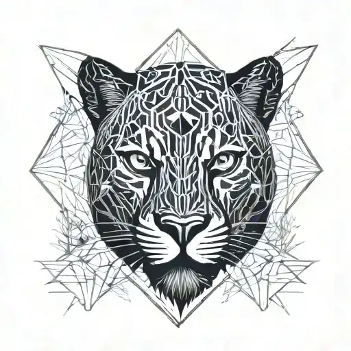 black panther emerging from djungle tattoo design idea
