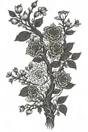 a burned knarled tree beginning to bloom new flowers  tattoo design idea