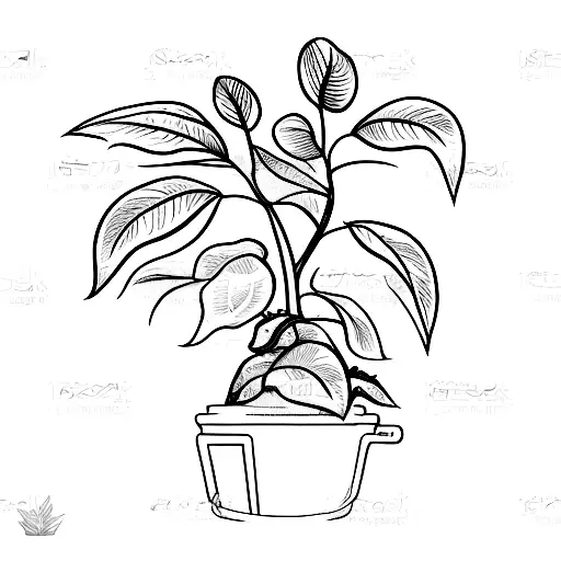 A sketch-style tattoo of a coffee plant growing out of a sales graph, symbolizing growth and success tattoo design idea