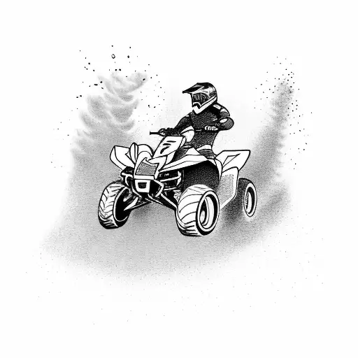 An ATV motorcross rider leaving a trail of dust clouds in their wake tattoo design idea