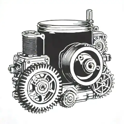 Espresso, Motorcycle engine with gears tattoo design idea