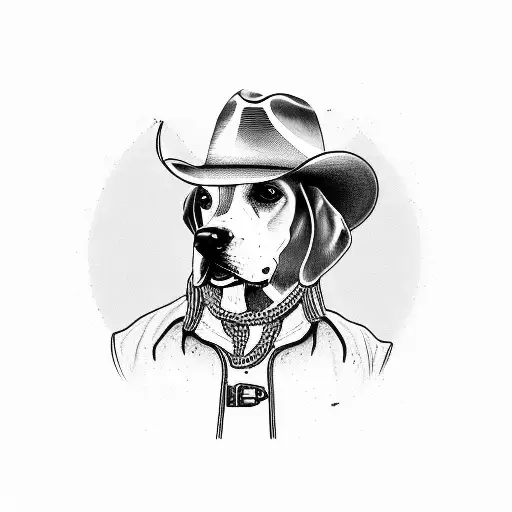 Beagle dog with cowboy hat tattoo design idea