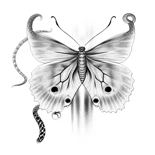 butterfly and snake tattoo design idea