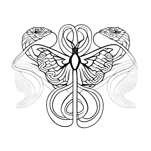 snake butterfly tattoo design idea