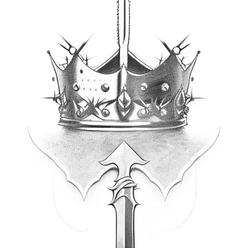 a sword with the crown of thorns around the handle tattoo design idea