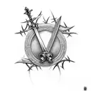 a sword with a ring of thorns around it  tattoo design idea