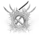 a sword with a ring of thorns around it  tattoo design idea
