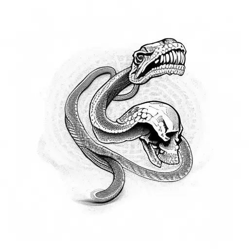 snake with skull tattoo design idea