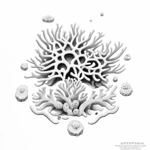 serotonin with corals tattoo design idea