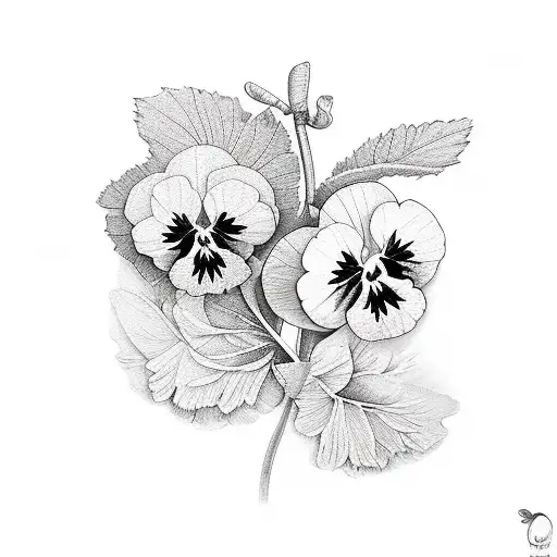 pansies and apple trees tattoo design idea
