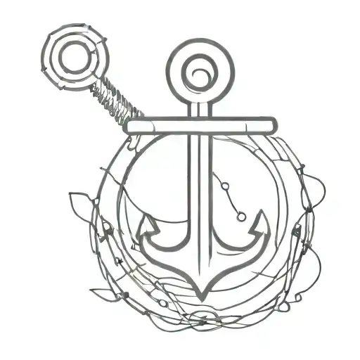 Combine elements of marine engineering tools with a classic anchor symbol in a unique and abstract way tattoo design idea