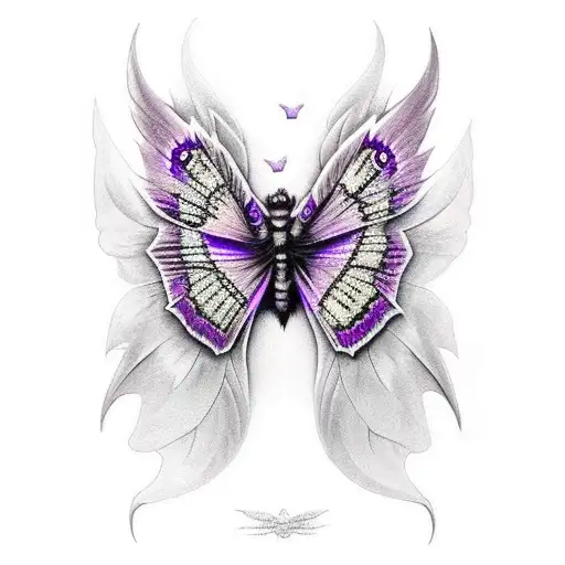 Gothic Moth, Ravens purple sky tattoo design idea