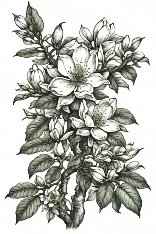 magnolia tree tattoo design idea