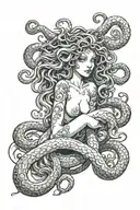 Medusa nude woman tattoo design idea