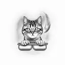 Black and grey roller coaster with a cat riding it tattoo design idea