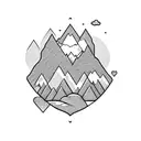 mountain with heart tattoo design idea