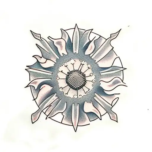 Christian Cross and Dandelions  tattoo design idea