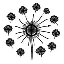 cross with dandelions  tattoo design idea