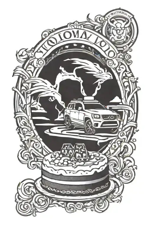 Volvo logo, cake, food, tattoo design idea