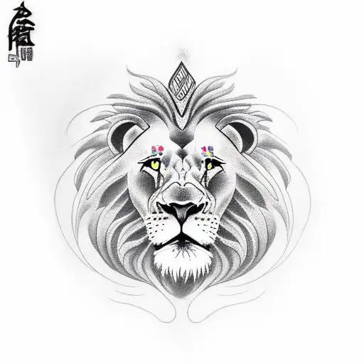 Lion snake head tattoo design idea