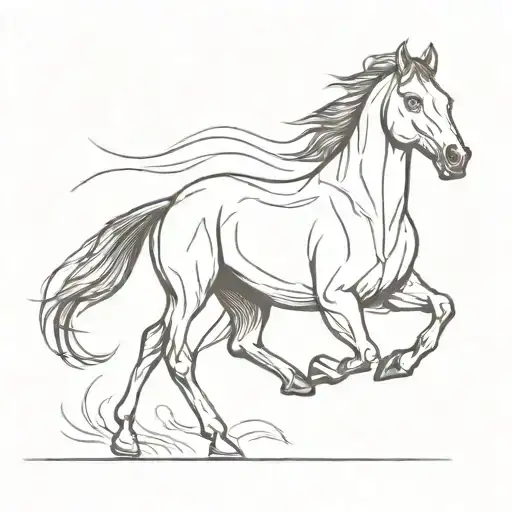 A running horse in lineart tattoo tattoo design idea