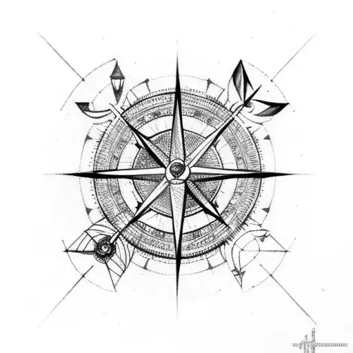 ARROW+COMPASS+BLUE+GREEN+ tattoo design idea