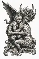 a Devil kissing an Angel tattoo design idea