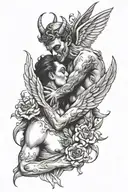 a Devil kissing an Angel tattoo design idea