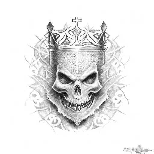 king Baldwin mask fading into a cross tattoo design idea