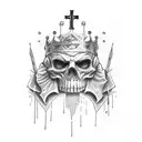 king Baldwin mask fading into a cross tattoo design idea