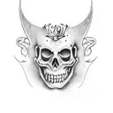 king Baldwin mask fading into a cross tattoo design idea
